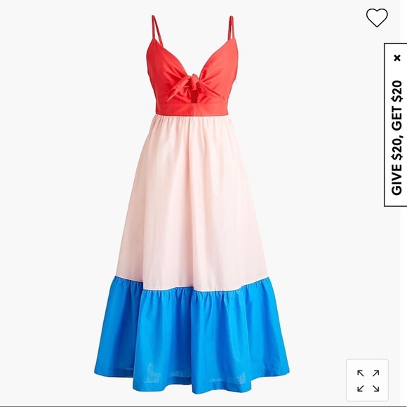 NEW J.Crew Colorblock tie-front cutout midi dress - Picture 5 of 13